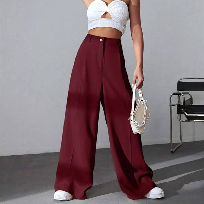 🎉Limited-Time 50% OFF--Women's Solid Color High-Waisted Wide-Leg Pants
