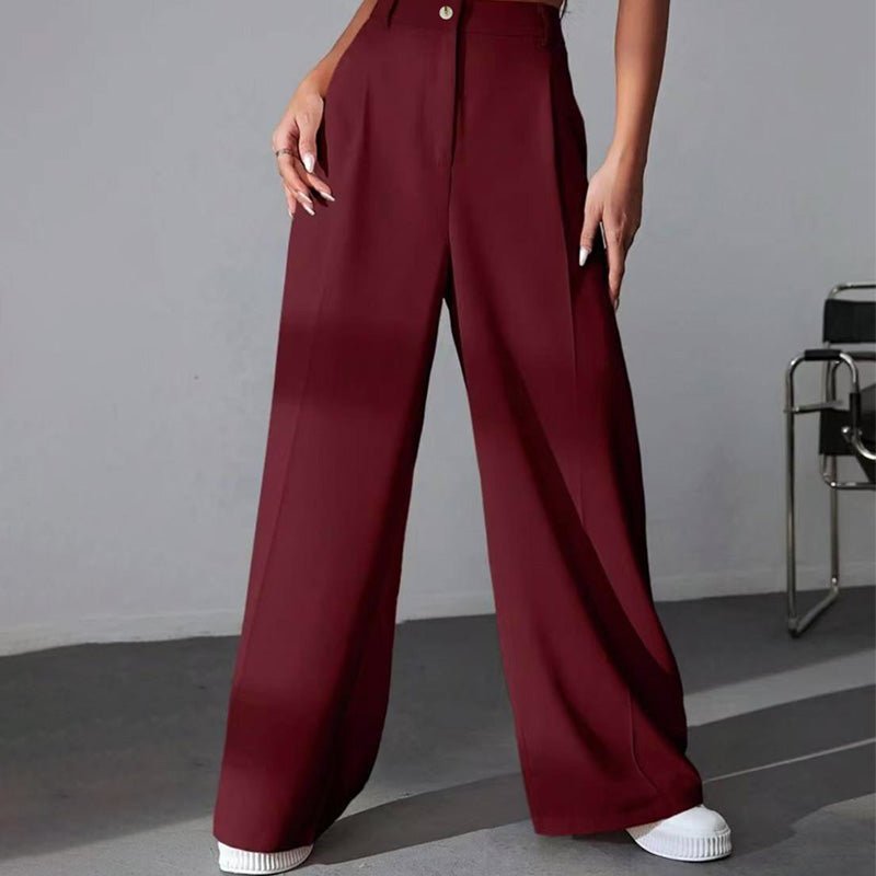 🎉Limited-Time 50% OFF--Women's Solid Color High-Waisted Wide-Leg Pants