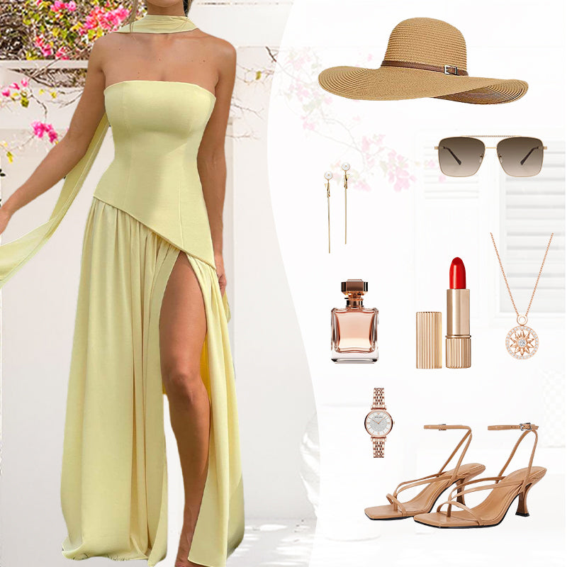 🎉Mother's Day 50% OFF💃Women's Sexy Strapless Backless High Split Maxi Dresses