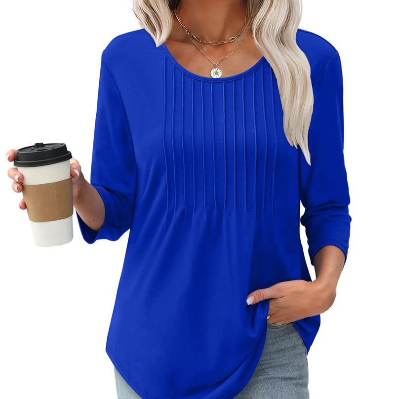 🌸Sommer Special💐Ruffled Round Neck Loose Fit Thin T-Shirt