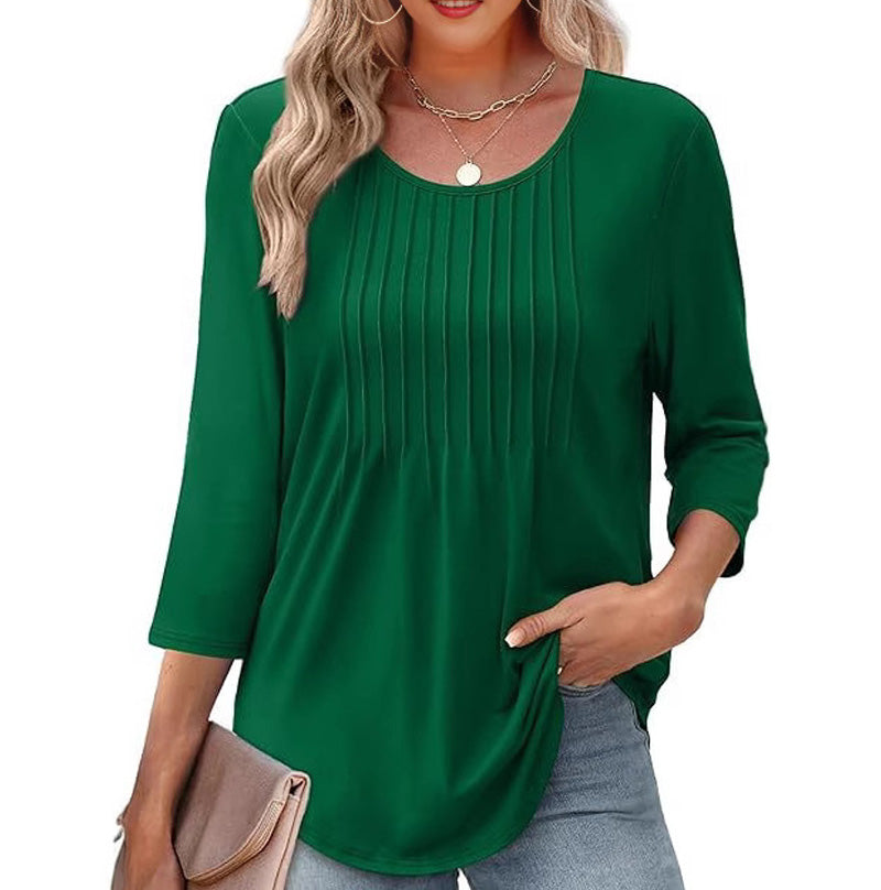 🌸Sommer Special💐Ruffled Round Neck Loose Fit Thin T-Shirt