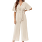 💖Women's Elegant V-Neck Wide Leg Waist Tie Jumpsuit