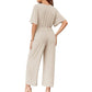 💖Women's Elegant V-Neck Wide Leg Waist Tie Jumpsuit