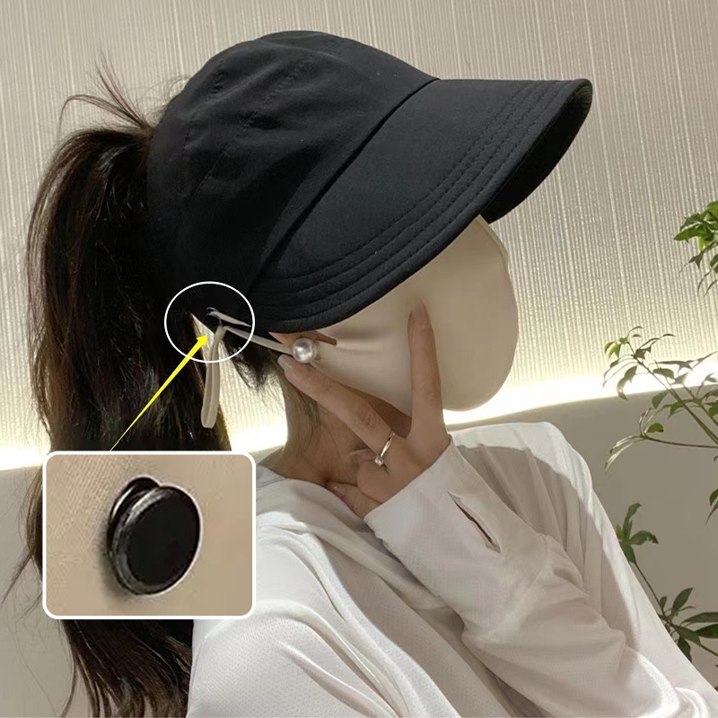 🎉Summer Sun Protection Essentials👒Wide-Brimmed Half-Cap Sun Hat with Hook Closure