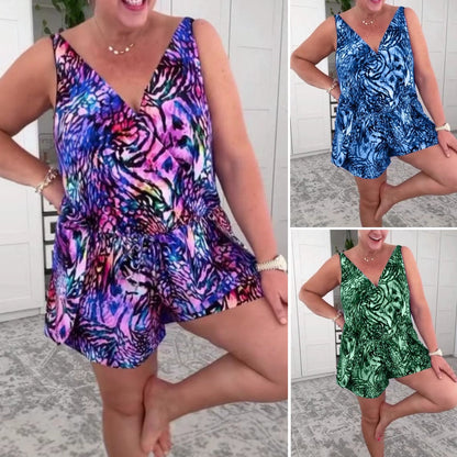 🌸Summer Hot Sale 56%OFF👙Sleeveless V-Neck Printed Swimsuit