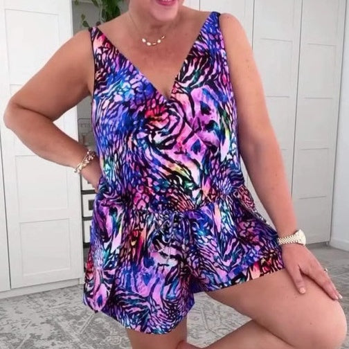🌸Summer Hot Sale 56%OFF👙Sleeveless V-Neck Printed Swimsuit