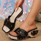 🎊Elegant and Popular👡Women’s Wedge Slide Sandals with Studded Strap