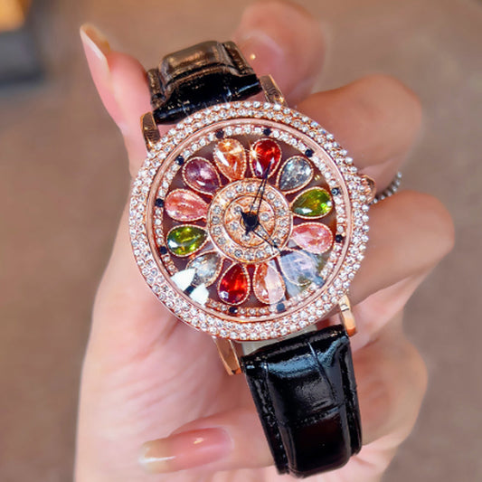 💎Women's Rotating Dial Watch with Colored Crystals - Unique & Stylish⌚