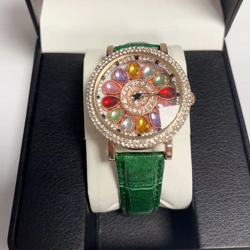 💎Women's Rotating Dial Watch with Colored Crystals - Unique & Stylish⌚