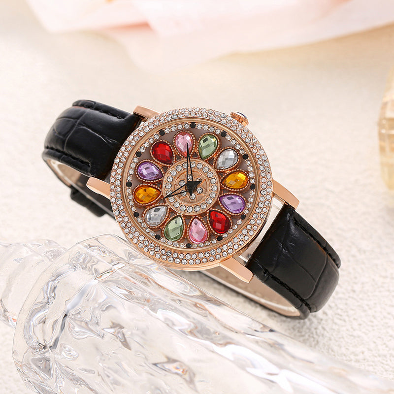 💎Women's Rotating Dial Watch with Colored Crystals - Unique & Stylish⌚