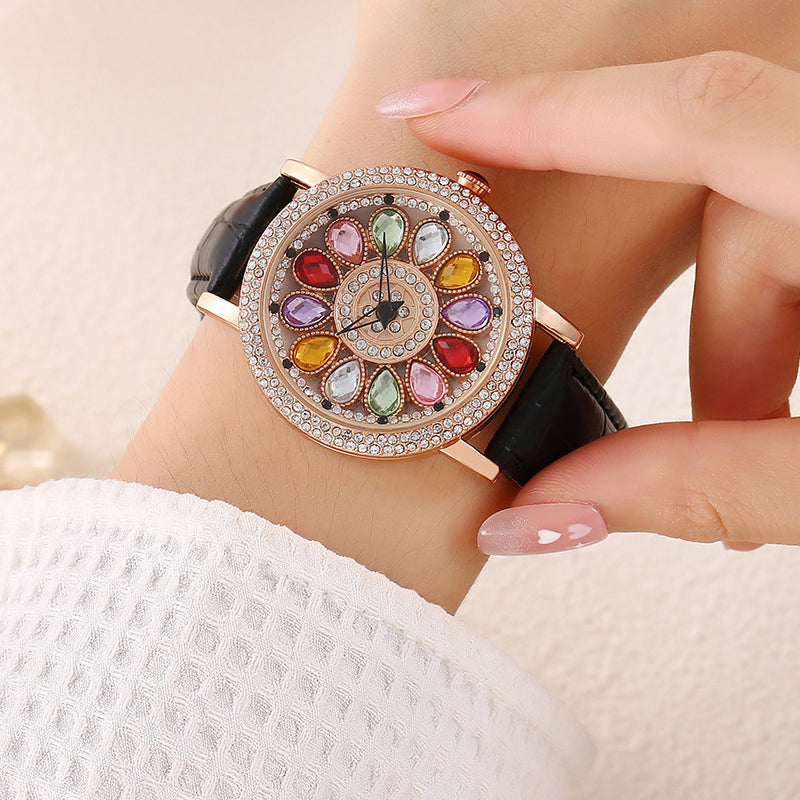 💎Women's Rotating Dial Watch with Colored Crystals - Unique & Stylish⌚