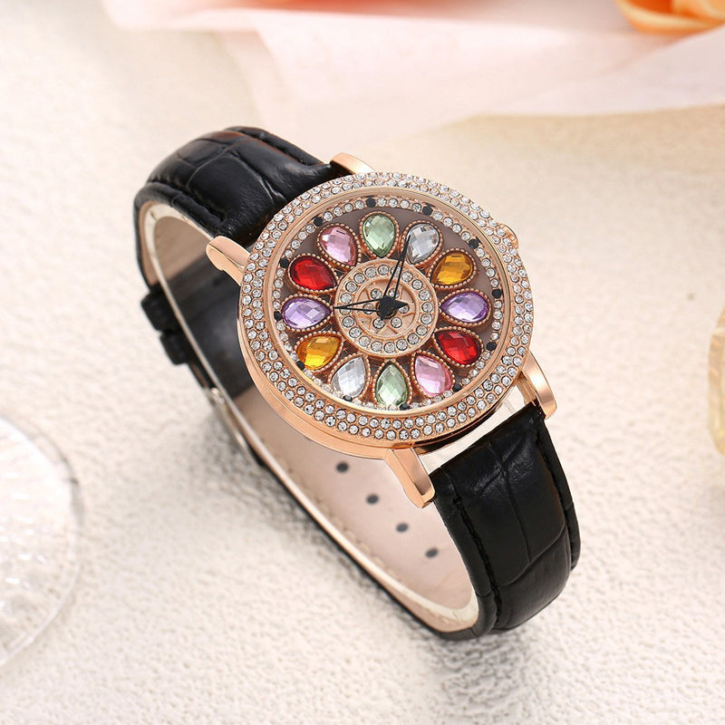 💎Women's Rotating Dial Watch with Colored Crystals - Unique & Stylish⌚