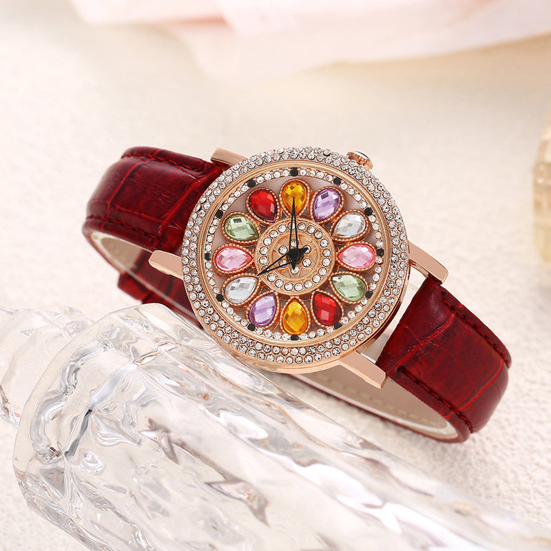 💎Women's Rotating Dial Watch with Colored Crystals - Unique & Stylish⌚