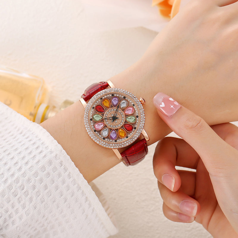 💎Women's Rotating Dial Watch with Colored Crystals - Unique & Stylish⌚