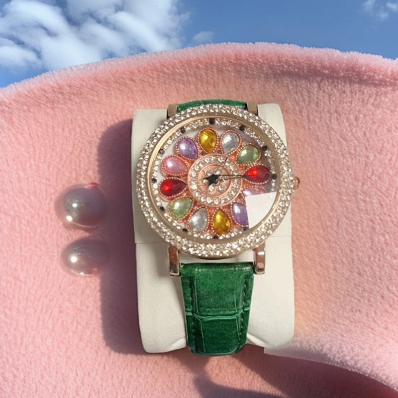💎Women's Rotating Dial Watch with Colored Crystals - Unique & Stylish⌚