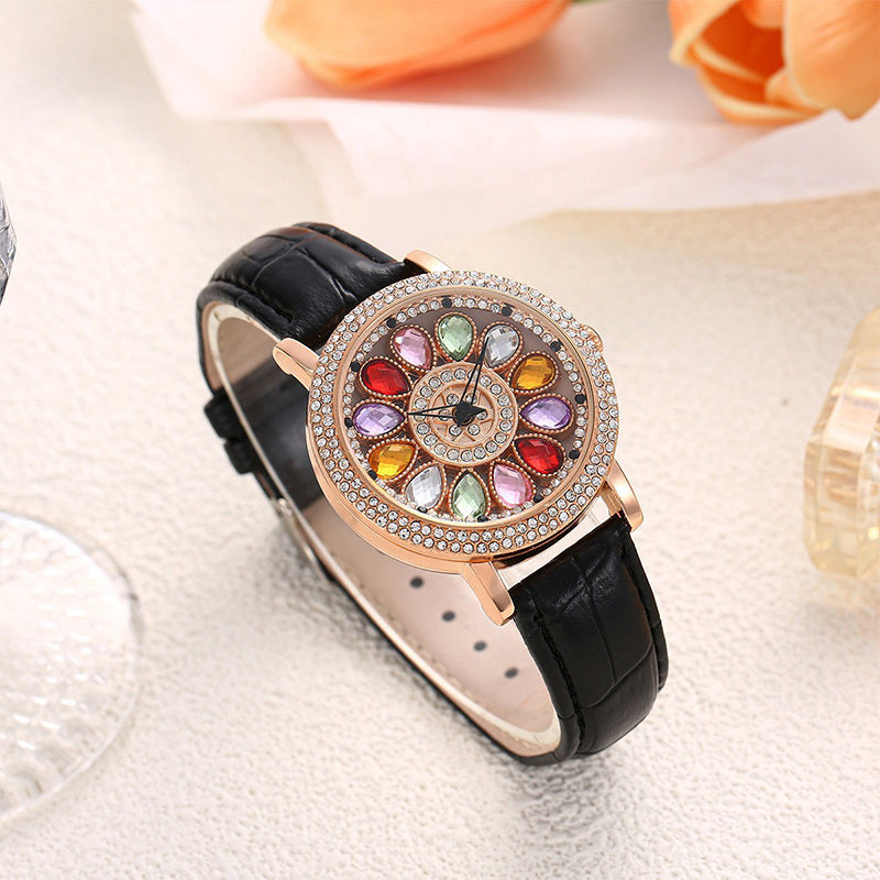 💎Women's Rotating Dial Watch with Colored Crystals - Unique & Stylish⌚