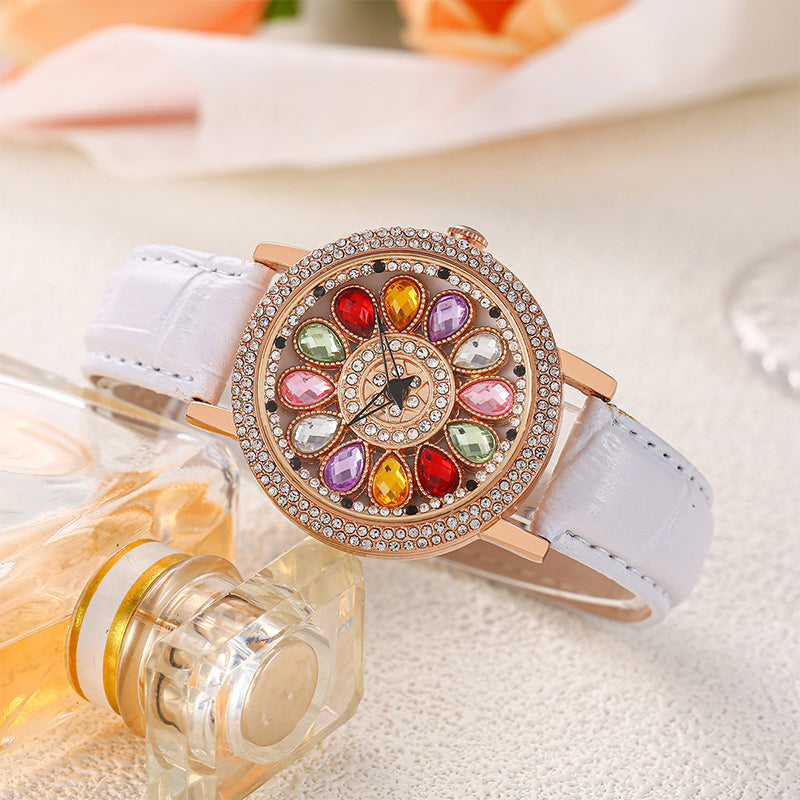 💎Women's Rotating Dial Watch with Colored Crystals - Unique & Stylish⌚