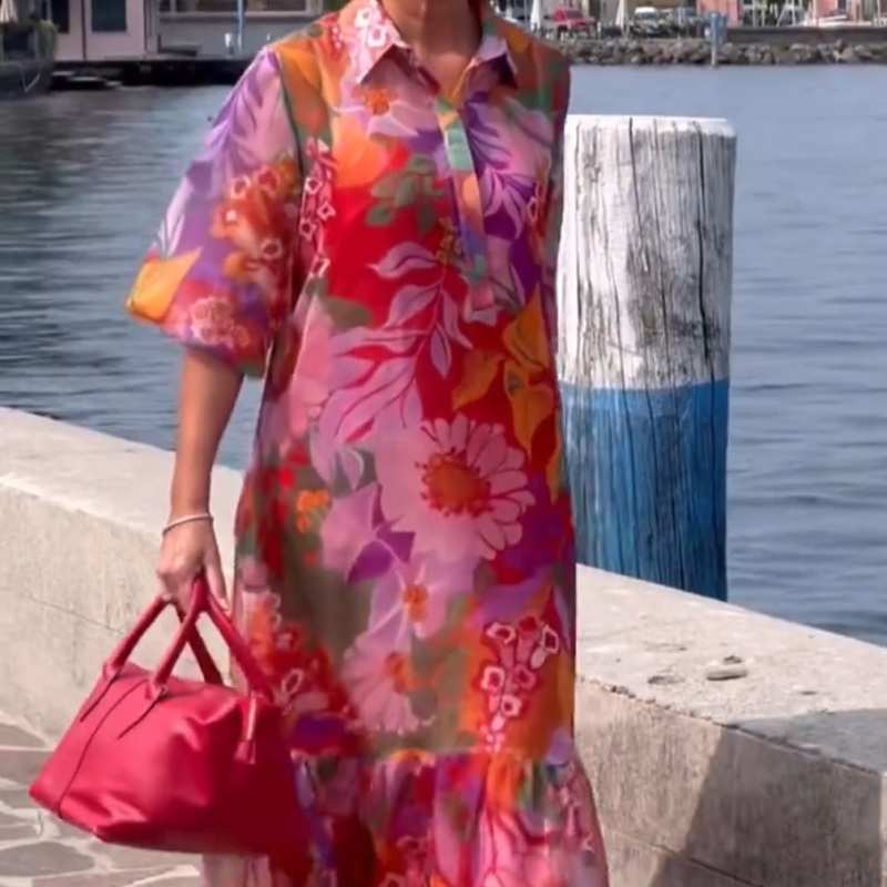 🎉🛍️Summer Limited Edition👗Red Floral Printed Chiffon Dress