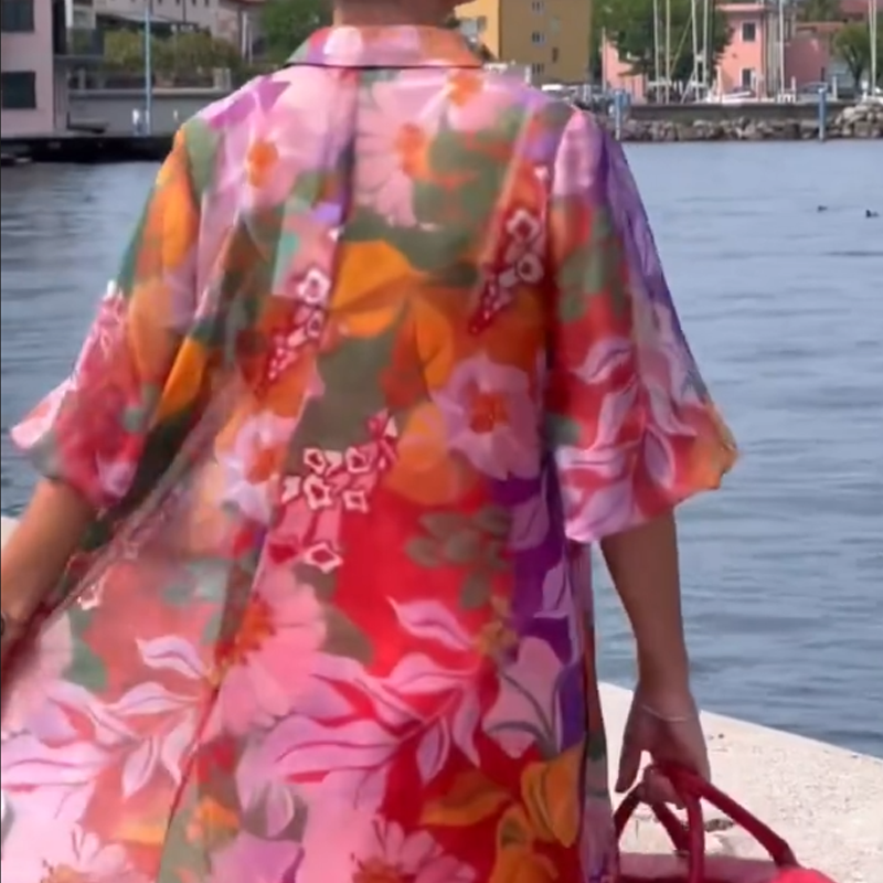 🎉🛍️Summer Limited Edition👗Red Floral Printed Chiffon Dress