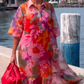 🎉🛍️Summer Limited Edition👗Red Floral Printed Chiffon Dress