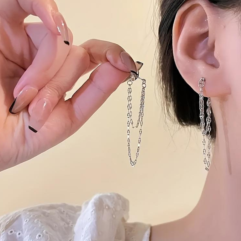 🎉Instantly Enhance Your Elegant Aura📿Women's Fashion Double Layer Chain Earrings