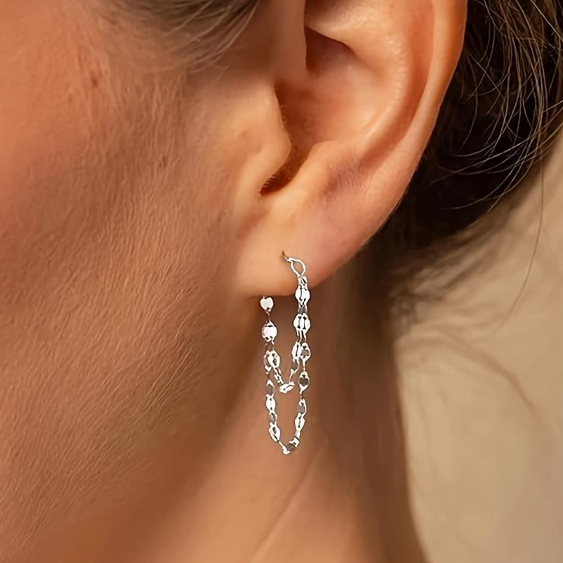 🎉Instantly Enhance Your Elegant Aura📿Women's Fashion Double Layer Chain Earrings