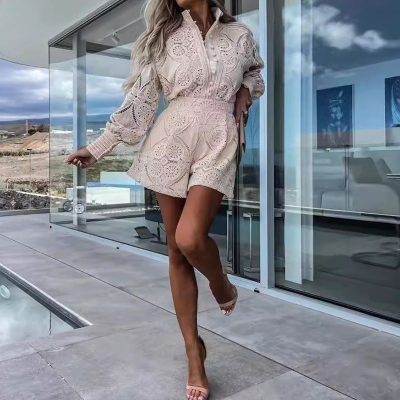 🎊Summer Hot Sale 44%OFF🌸Women's Elegant Lace 2-Piece Set Shirt & Shorts