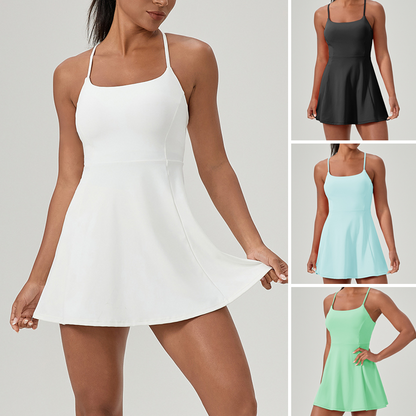 🏃‍♀️Spaghetti Sports Mini Dress - Sleek & Active✨