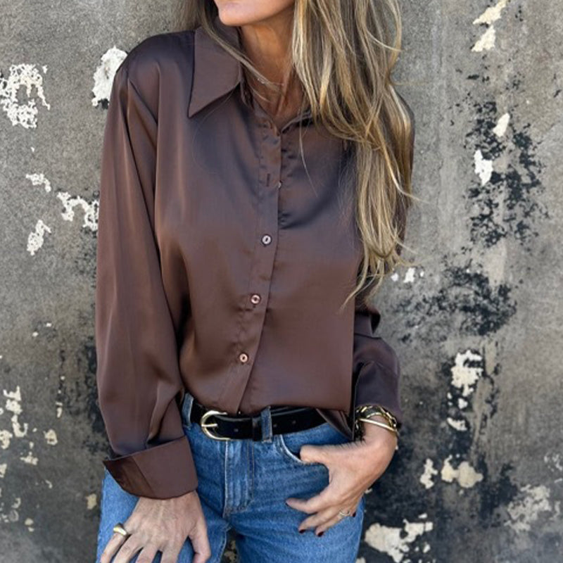 🎊Summer New Arrivals🎊Elegant Satin Long Sleeve Shirt