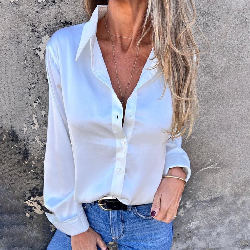 🎊Summer New Arrivals🎊Elegant Satin Long Sleeve Shirt