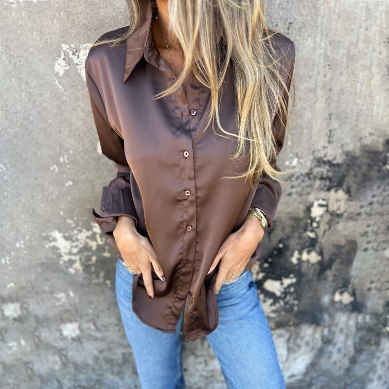 🎊Summer New Arrivals🎊Elegant Satin Long Sleeve Shirt