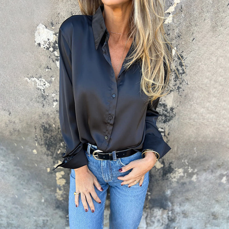 🎊Summer New Arrivals🎊Elegant Satin Long Sleeve Shirt