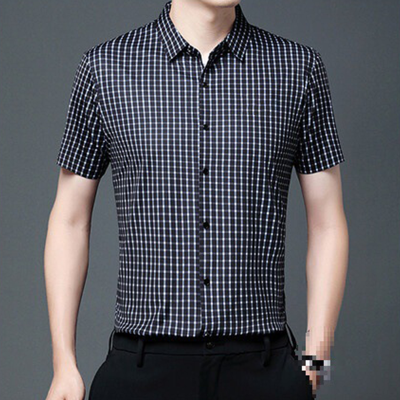 Men's Business Casual Short Sleeve Plaid Shirt