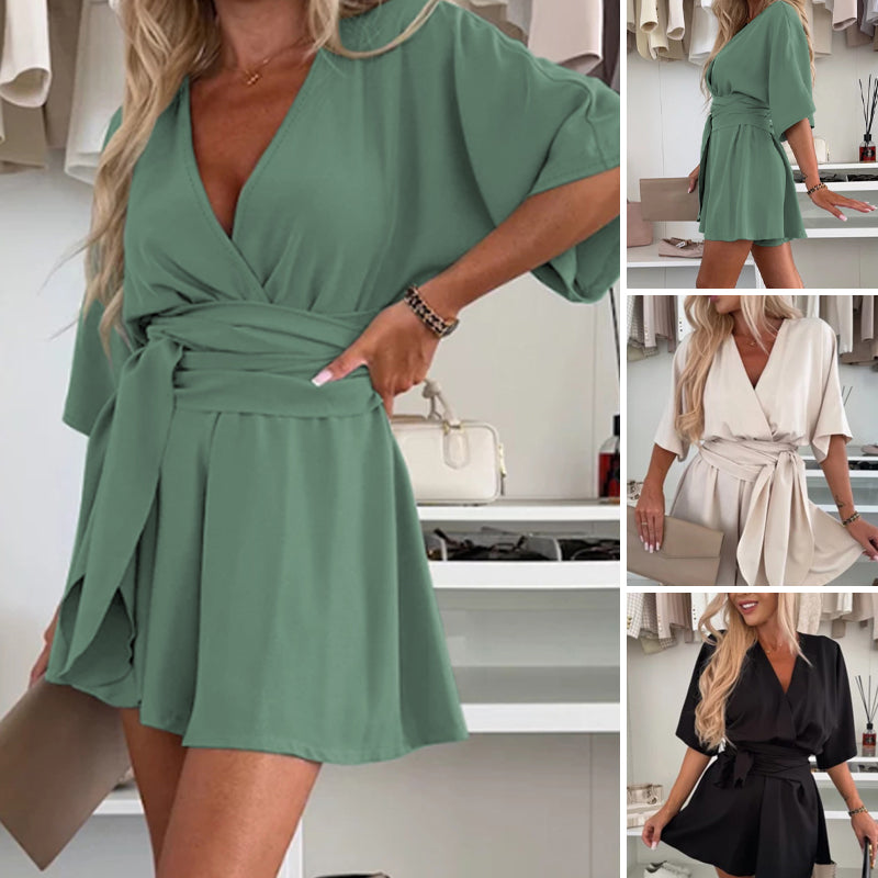 🎉🛍️2025 Summer New Arrivals👗Women's Elegant Short Sleeves Shorts Romper