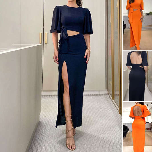 🎉2025 New Arrivals🎉Backless Midi Dress with Waist Cutout and Slit
