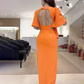 🎉2025 New Arrivals🎉Backless Midi Dress with Waist Cutout and Slit