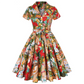 🌞New Summer Mood💛Women's Printed Lapel V-Neck Long Dress with Belt