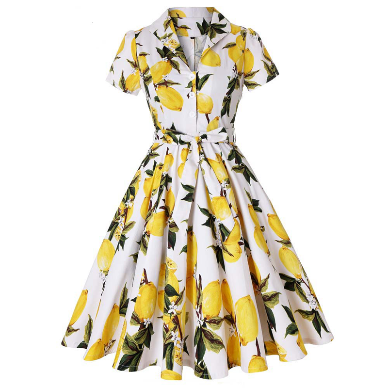 🌞New Summer Mood💛Women's Printed Lapel V-Neck Long Dress with Belt