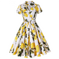 🍋New Summer Mood💛Women's Printed Lapel V-Neck Long Dress with Belt