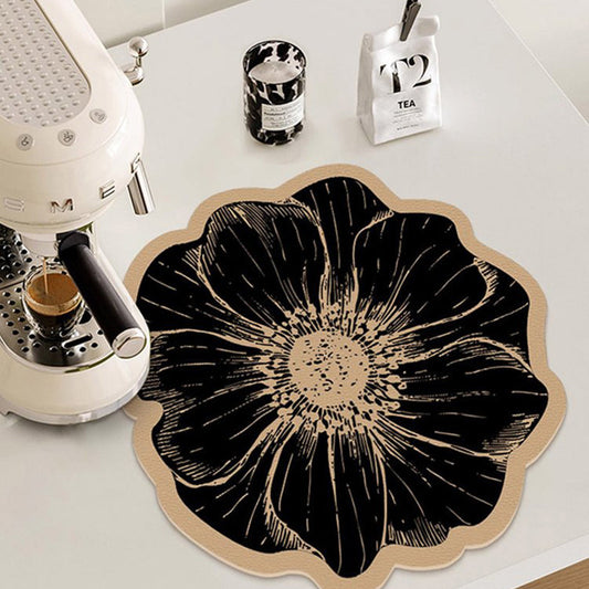 💦Flower-shaped Kitchen Counter Dish Drying Mat 🌸Absorbent & Non-slip