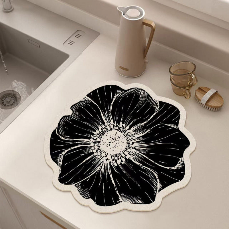 💦Flower-shaped Kitchen Counter Dish Drying Mat 🌸Absorbent & Non-slip