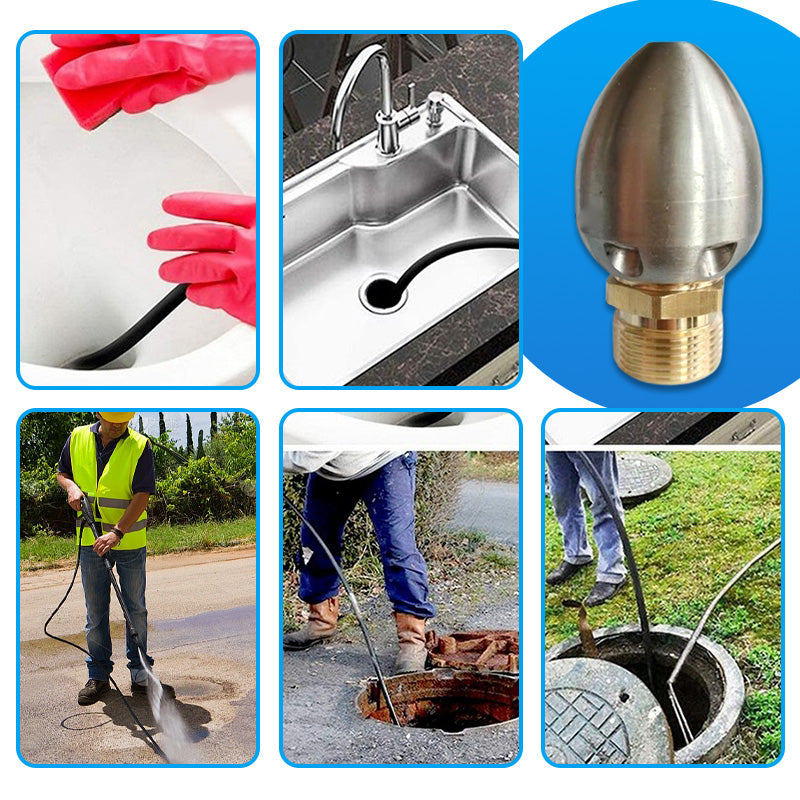 🔥Heavy-Duty Torpedo-Shaped Jet Nozzle for High-Flow Drain Cleaning