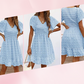 🎉🛍️Summer New Arrivals👗V-neck Slim Fit Short Sleeve Chiffon Dress
