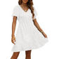 🎉🛍️Summer New Arrivals👗V-neck Slim Fit Short Sleeve Chiffon Dress