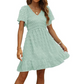 🎉🛍️Summer New Arrivals👗V-neck Slim Fit Short Sleeve Chiffon Dress