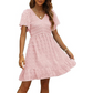 🎉🛍️Summer New Arrivals👗V-neck Slim Fit Short Sleeve Chiffon Dress