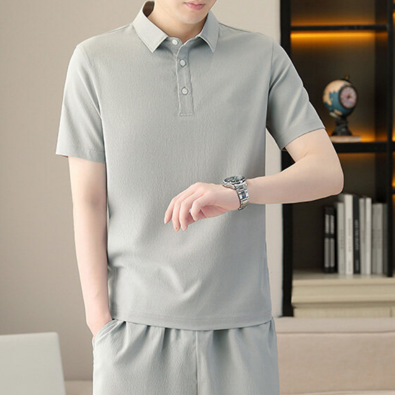 🏃‍♂️Men's Quick-Dry Short Sleeve Lapel T-Shirt  Shorts Set🏃‍♂️