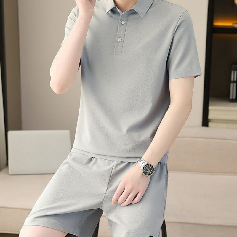 🏃‍♂️Men's Quick-Dry Short Sleeve Lapel T-Shirt  Shorts Set🏃‍♂️