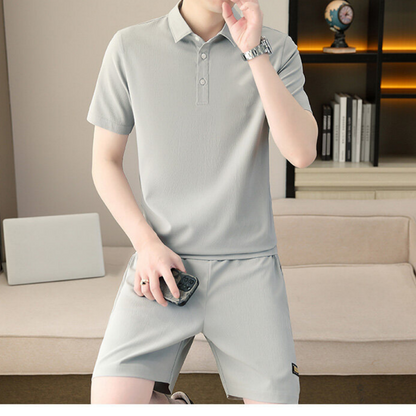 🏃‍♂️Men's Quick-Dry Short Sleeve Lapel T-Shirt  Shorts Set🏃‍♂️