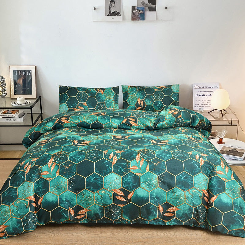 🛌🌟Geometric Gold Leaf Duvet & Pillowcase Set🌟Modern & Luxurious Bedding